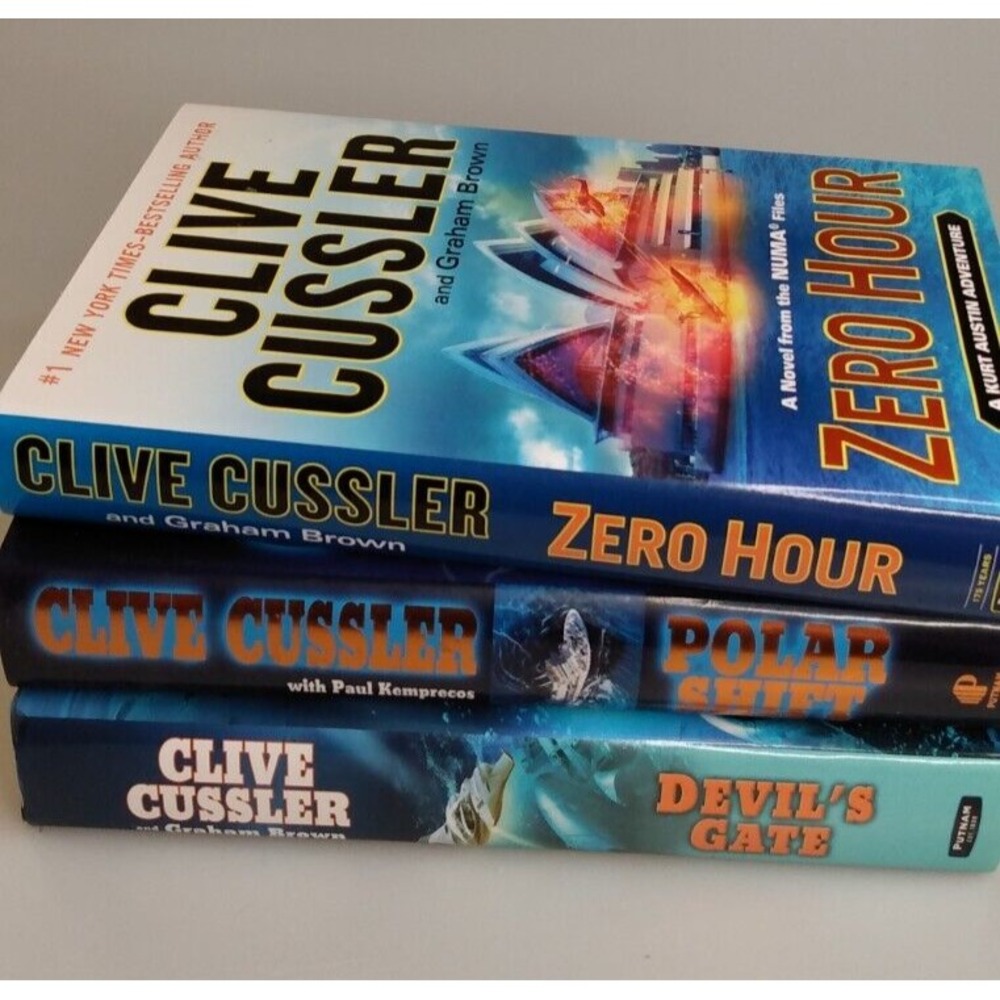 Clive Cussler NUMA Kurt Austin Books Lot Of 3 ZERO HOUR, POLAR SHIFT DEVILS GATE